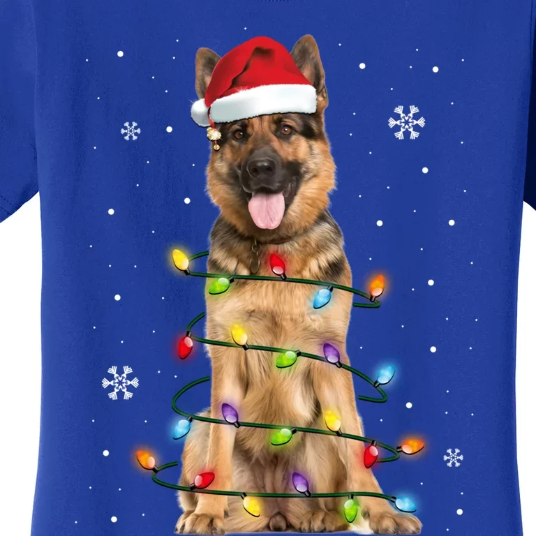 Ger Shepherd Dog Tree Christmas Sweater Xmas Dogs Gift Women's T-Shirt