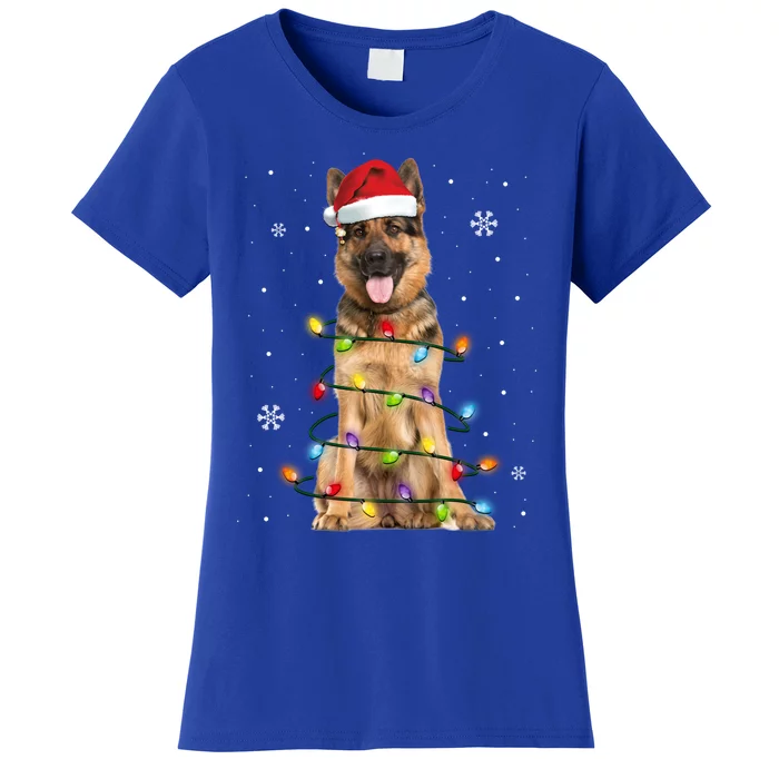 Ger Shepherd Dog Tree Christmas Sweater Xmas Dogs Gift Women's T-Shirt