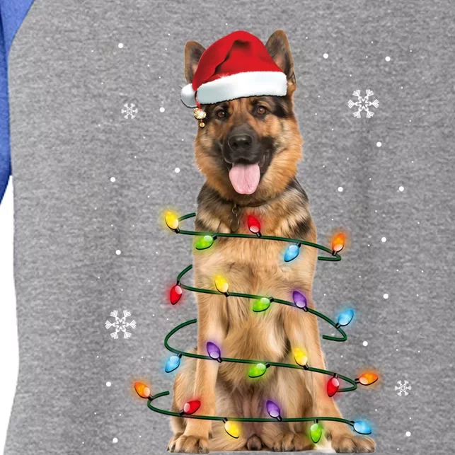 Ger Shepherd Dog Tree Christmas Sweater Xmas Dogs Gift Women's Tri-Blend 3/4-Sleeve Raglan Shirt