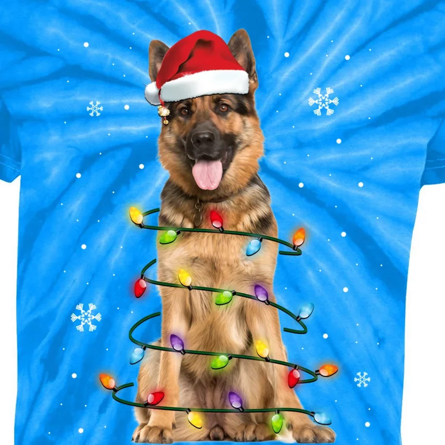 Ger Shepherd Dog Tree Christmas Sweater Xmas Dogs Gift Kids Tie-Dye T-Shirt