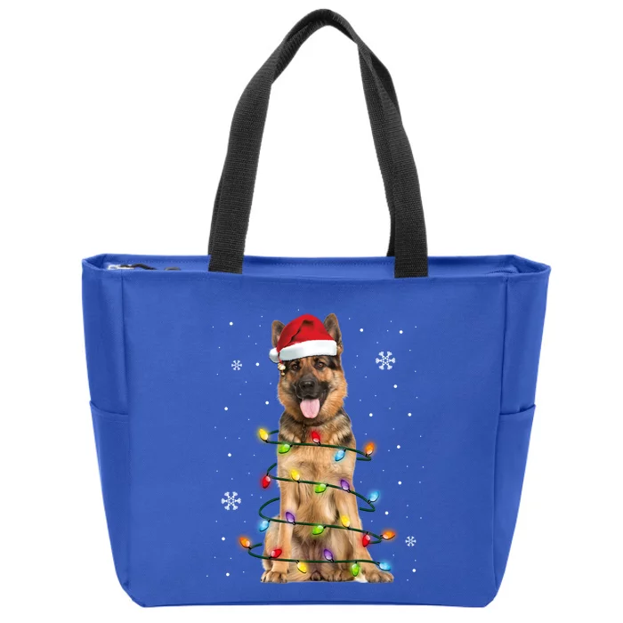 Ger Shepherd Dog Tree Christmas Sweater Xmas Dogs Gift Zip Tote Bag