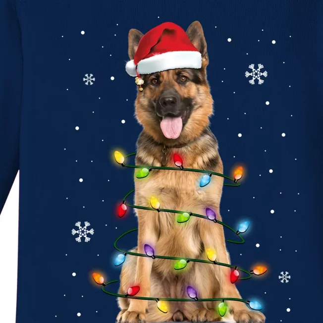 Ger Shepherd Dog Tree Christmas Sweater Xmas Dogs Gift Baby Long Sleeve Bodysuit