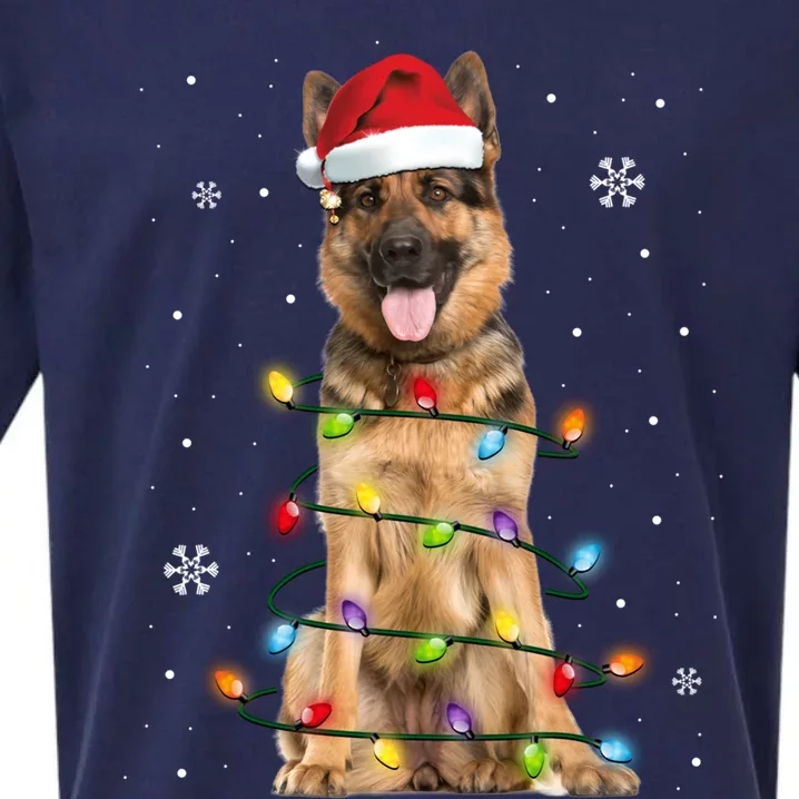 Ger Shepherd Dog Tree Christmas Sweater Xmas Dogs Gift Sueded Cloud Jersey T-Shirt