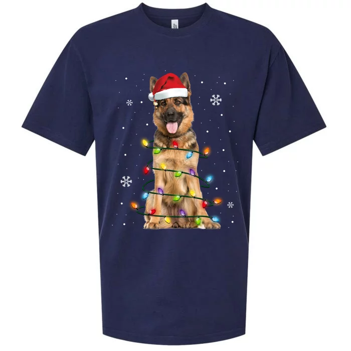 Ger Shepherd Dog Tree Christmas Sweater Xmas Dogs Gift Sueded Cloud Jersey T-Shirt