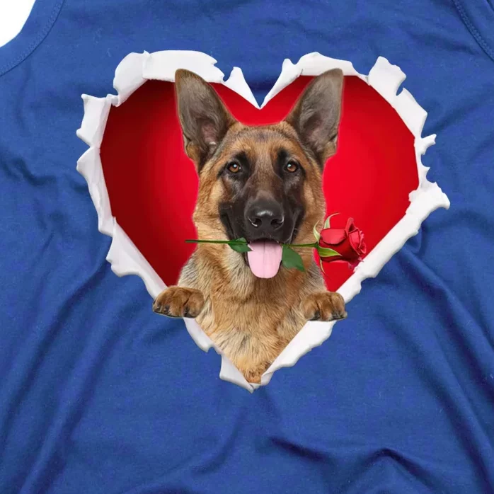 Ger Shepherd Dog Rose Heart Valentines Day Couple Gift Tank Top