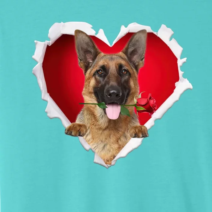 Ger Shepherd Dog Rose Heart Valentines Day Couple Gift ChromaSoft Performance T-Shirt