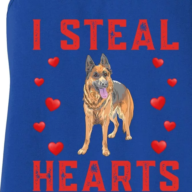 Ger Shepherd Dog Themed I Steal Hearts Cute Valentine Day Gift Women's Racerback Tank