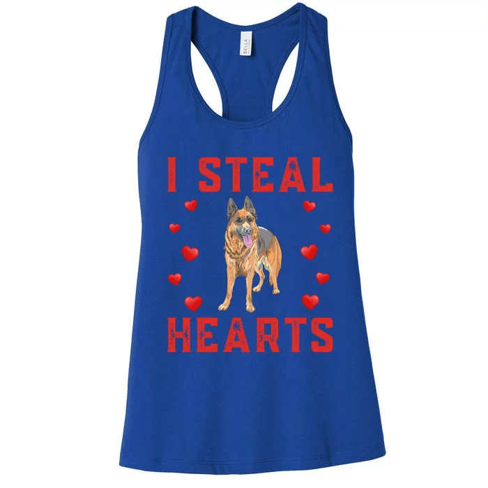 Ger Shepherd Dog Themed I Steal Hearts Cute Valentine Day Gift Women's Racerback Tank