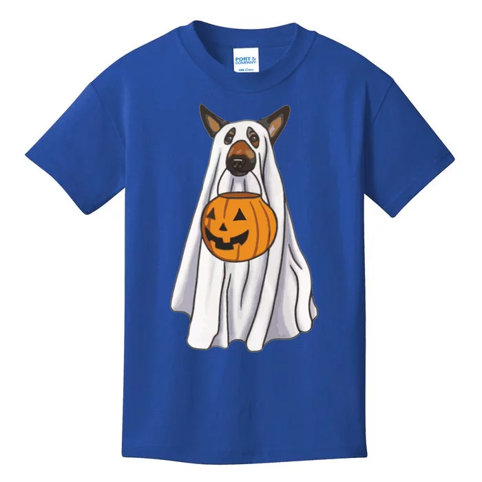 Ger Shepherd Dog Ghost Funny Halloween Pumpkin Dog Lover Gift Kids T-Shirt