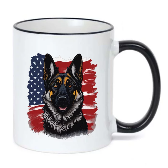 German Shepherd Dog USA Flag Black Color Changing Mug