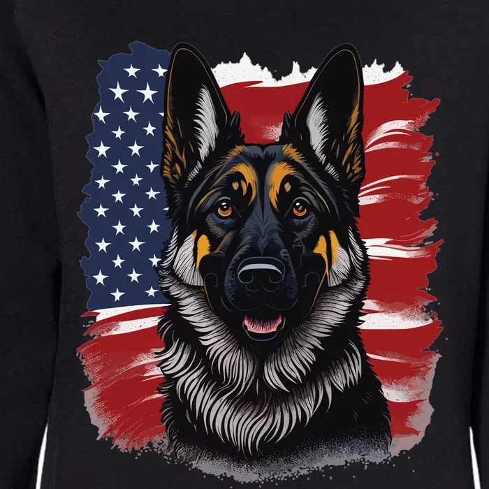 German Shepherd Dog USA Flag Womens California Wash Sweatshirt