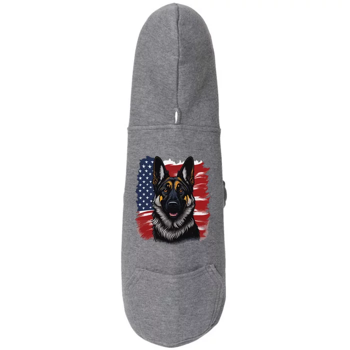 German Shepherd Dog USA Flag Doggie 3-End Fleece Hoodie