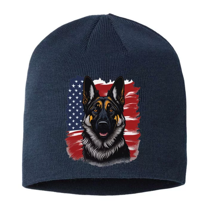 German Shepherd Dog USA Flag 8 1/2in Sustainable Knit Beanie