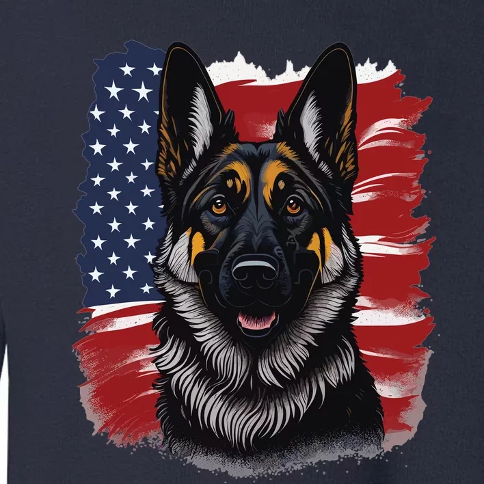 German Shepherd Dog USA Flag Toddler Sweatshirt