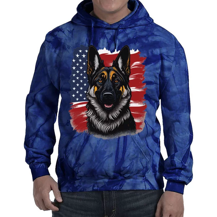 German Shepherd Dog USA Flag Tie Dye Hoodie