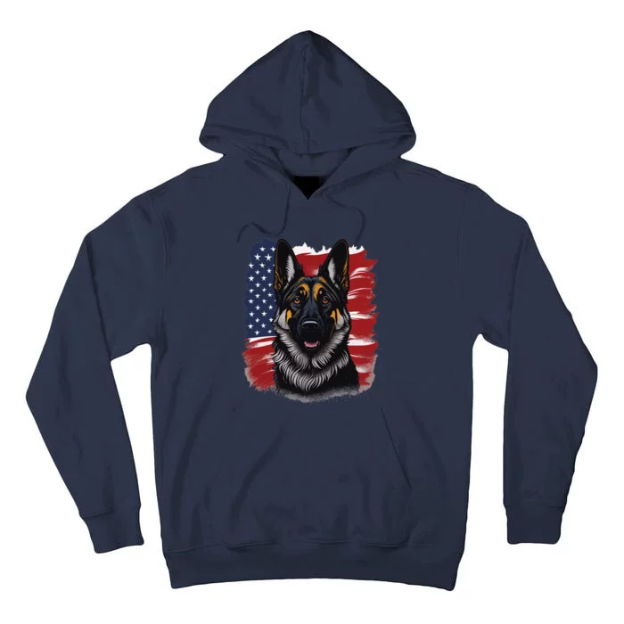 German Shepherd Dog USA Flag Tall Hoodie