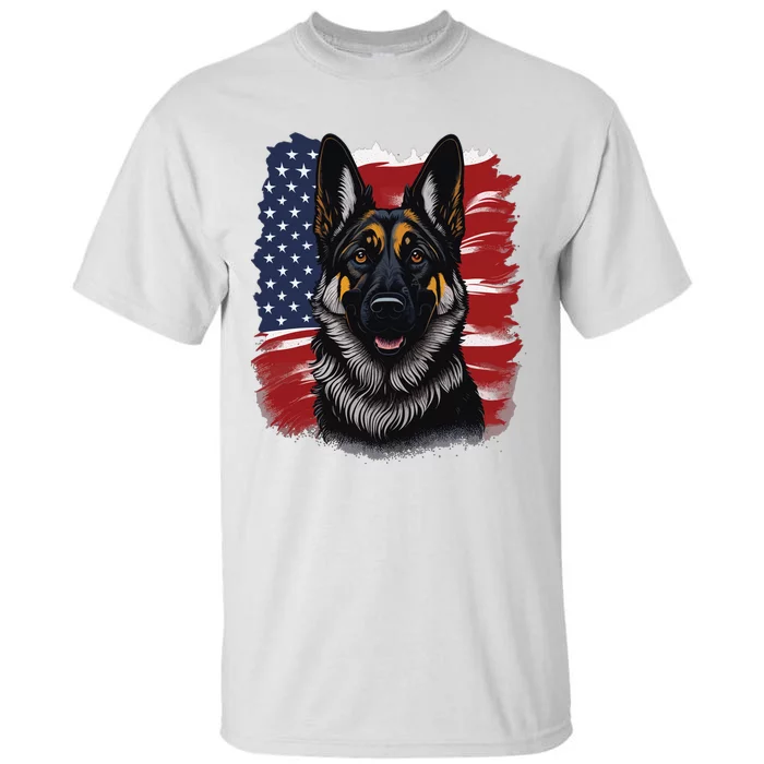 German Shepherd Dog USA Flag Tall T-Shirt