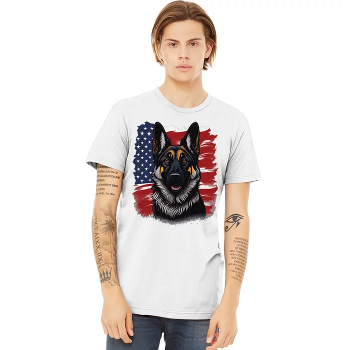 German Shepherd Dog USA Flag Premium T-Shirt