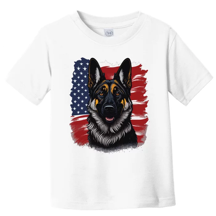 German Shepherd Dog USA Flag Toddler T-Shirt