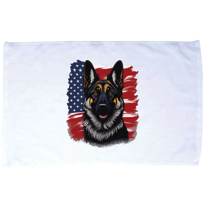 German Shepherd Dog USA Flag Microfiber Hand Towel