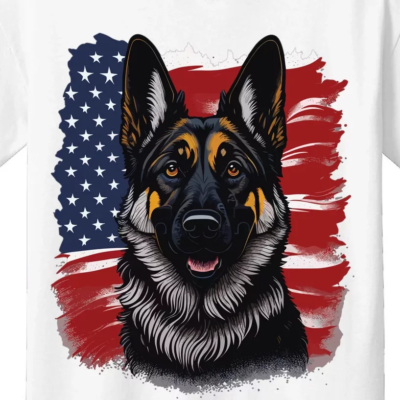 German Shepherd Dog USA Flag Kids T-Shirt