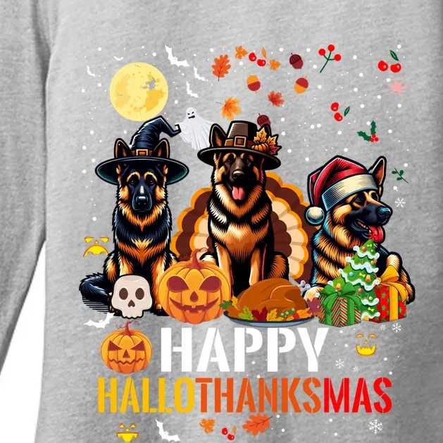 German Shepherd Dog Happy Halloween Thanksgiving Christmas Long Sleeve Womens CVC Long Sleeve Shirt