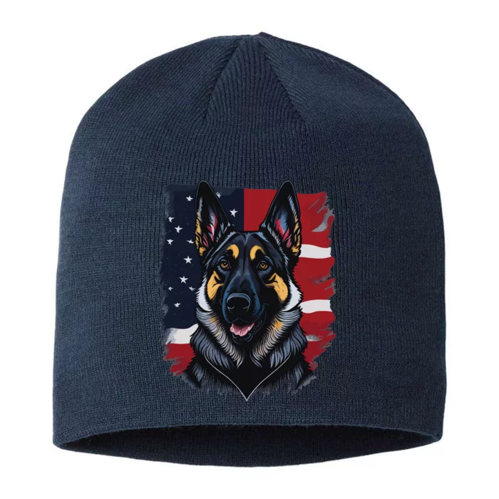 German Shepherd Dog USA Flag 8 1/2in Sustainable Knit Beanie