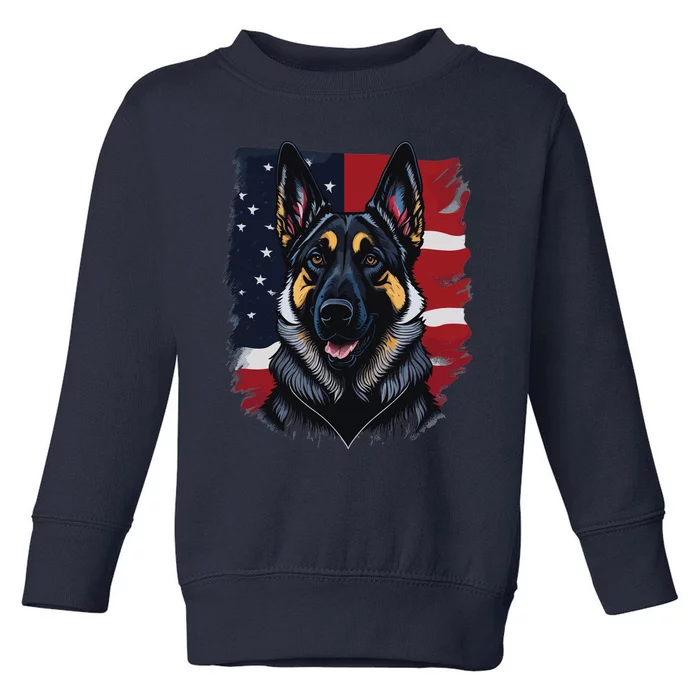 German Shepherd Dog USA Flag Toddler Sweatshirt