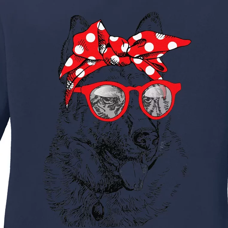 German Shepherd Dog Mom Bandana Sunglasses Mothers Day Ladies Long Sleeve Shirt