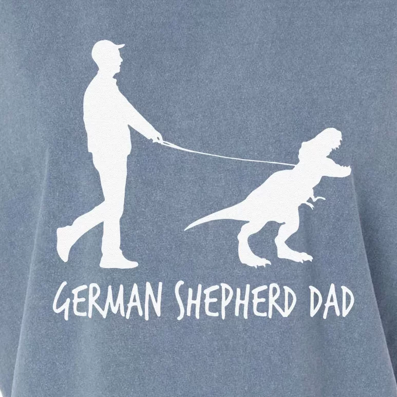 German Shepherd Dad Dinosaur GSD Owners Funny Fathers Day Garment-Dyed Women's Muscle Tee