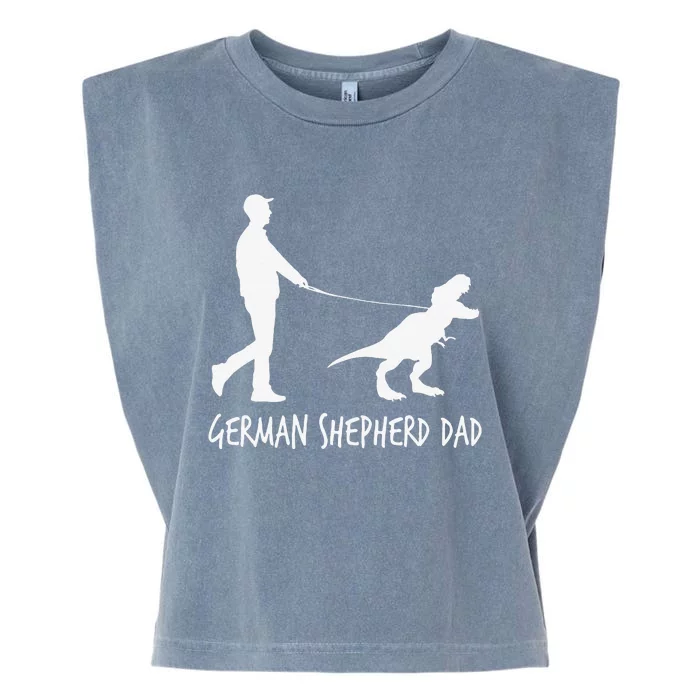 German Shepherd Dad Dinosaur GSD Owners Funny Fathers Day Garment-Dyed Women's Muscle Tee