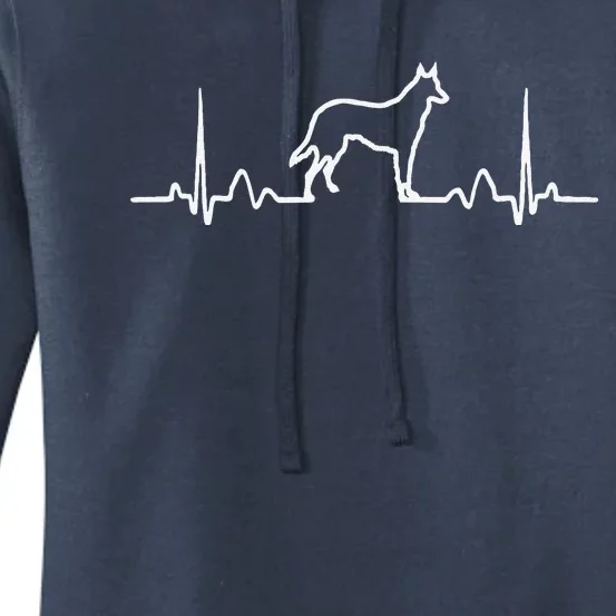 German Shepherd Dog Heartbeat Funny Dog Gift Women's Pullover Hoodie