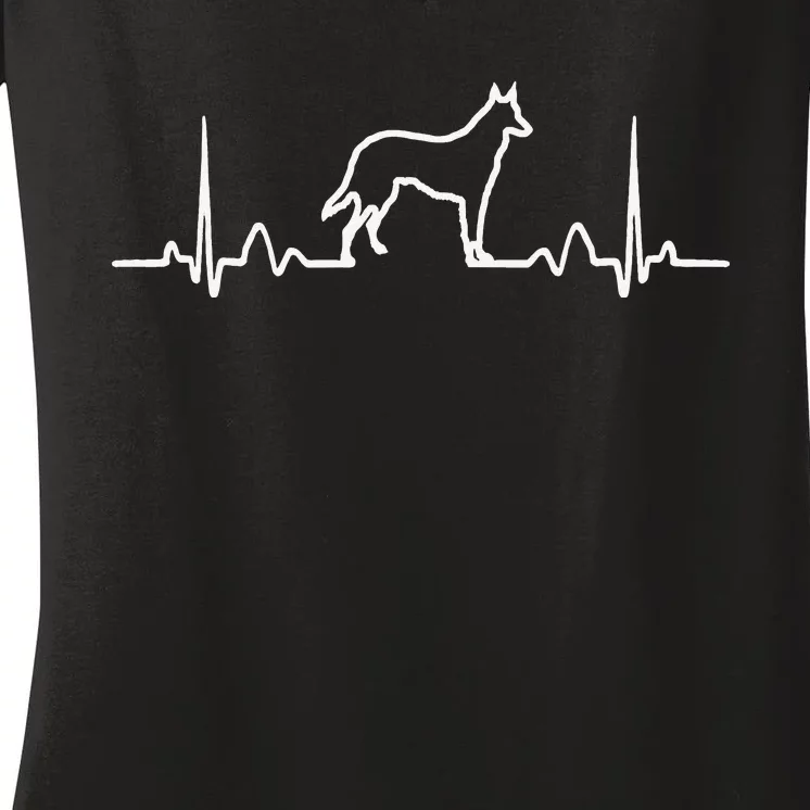 German Shepherd Dog Heartbeat Funny Dog Gift Women's V-Neck T-Shirt