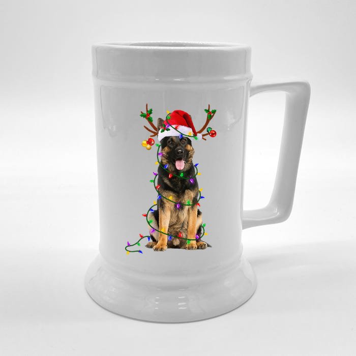 German Shepherd Dog Tree Christmas Lights Dog Lover Pajama Front & Back Beer Stein