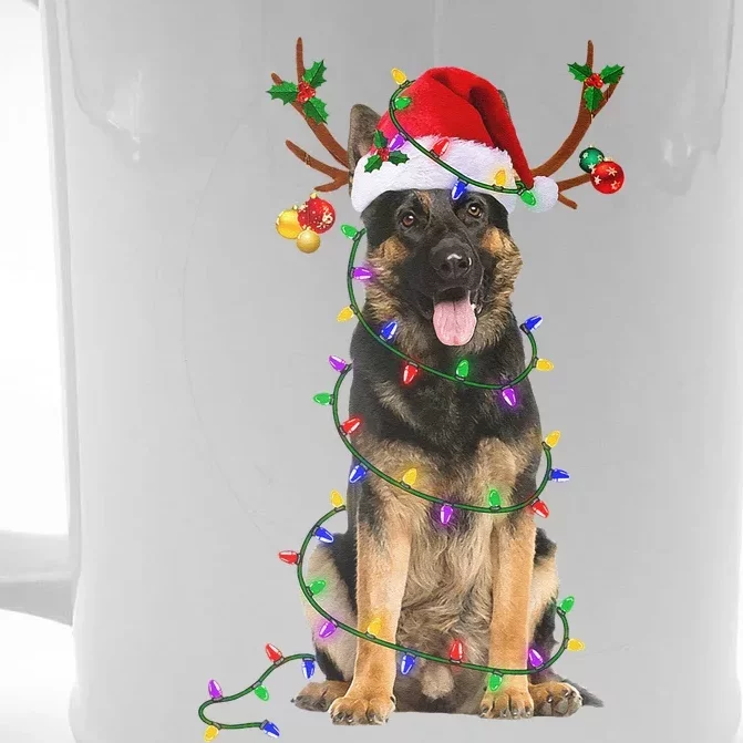 German Shepherd Dog Tree Christmas Lights Dog Lover Pajama Front & Back Beer Stein