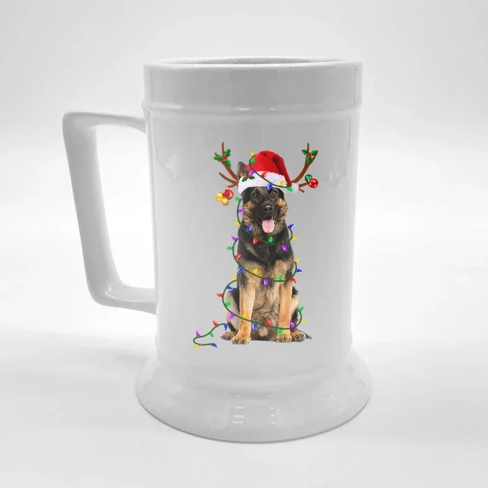 German Shepherd Dog Tree Christmas Lights Dog Lover Pajama Front & Back Beer Stein