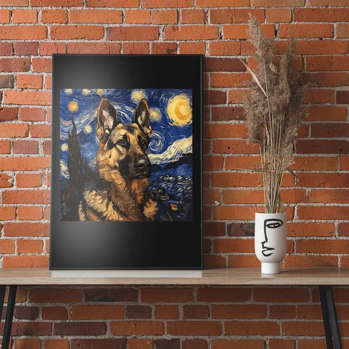 German Shepherd Dog Van Gogh Style Starry Night Poster