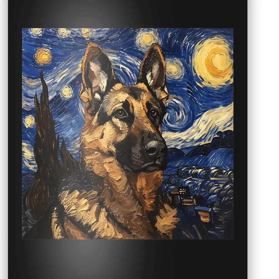 German Shepherd Dog Van Gogh Style Starry Night Poster