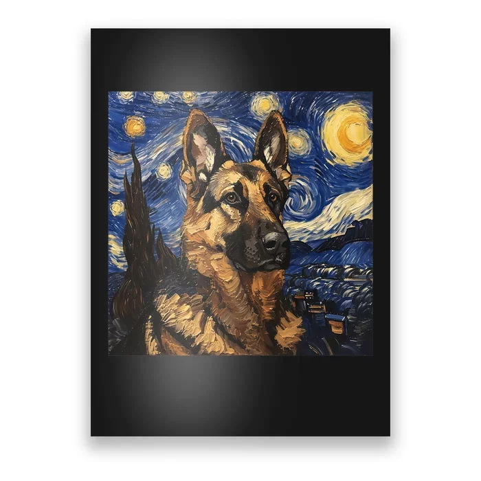 German Shepherd Dog Van Gogh Style Starry Night Poster