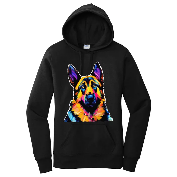 German Shepherd Dog Lover Colorful Artistic Mom Women's Pullover Hoodie