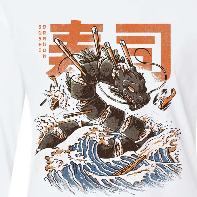 Great Sushi Dragon Japanese Food Kawaii Anime Womens Cotton Relaxed Long Sleeve T-Shirt