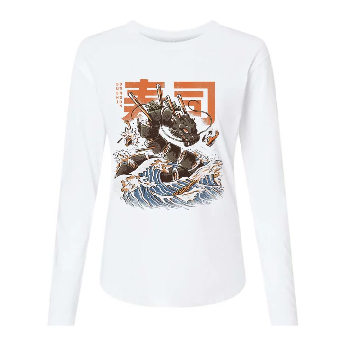 Great Sushi Dragon Japanese Food Kawaii Anime Womens Cotton Relaxed Long Sleeve T-Shirt