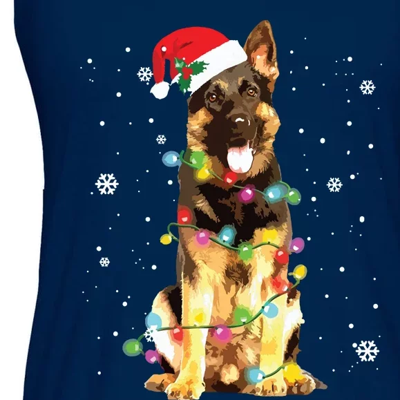 German Shepherd Dog Tree Christmas Sweater Xmas Dogs Gifts Ladies Essential Flowy Tank