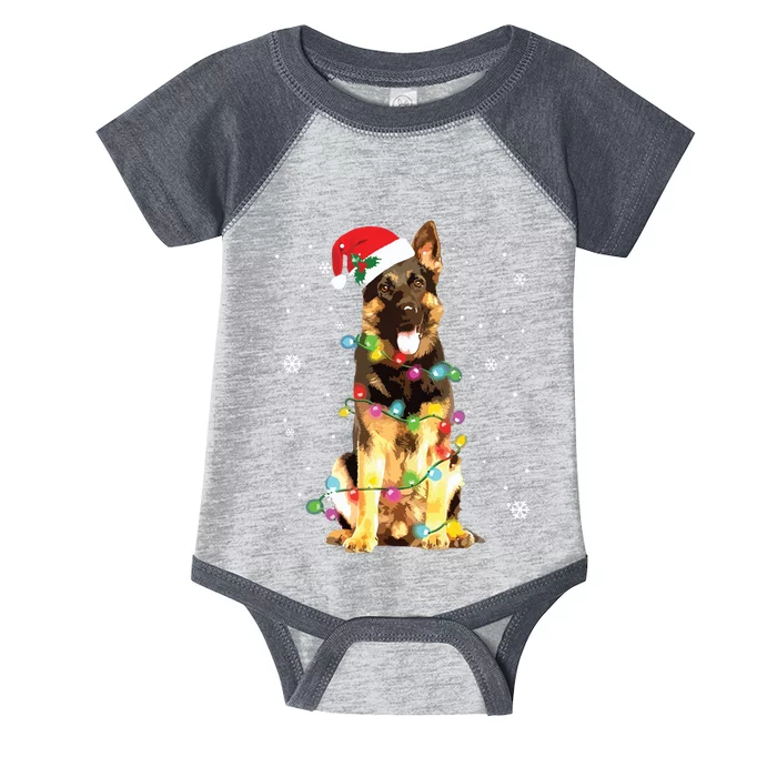 German Shepherd Dog Tree Christmas Sweater Xmas Dogs Gifts Infant Baby Jersey Bodysuit