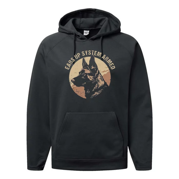 German Shepherd Ears Up System Armed Outfit Dog Breed Animal Performance Fleece Hoodie