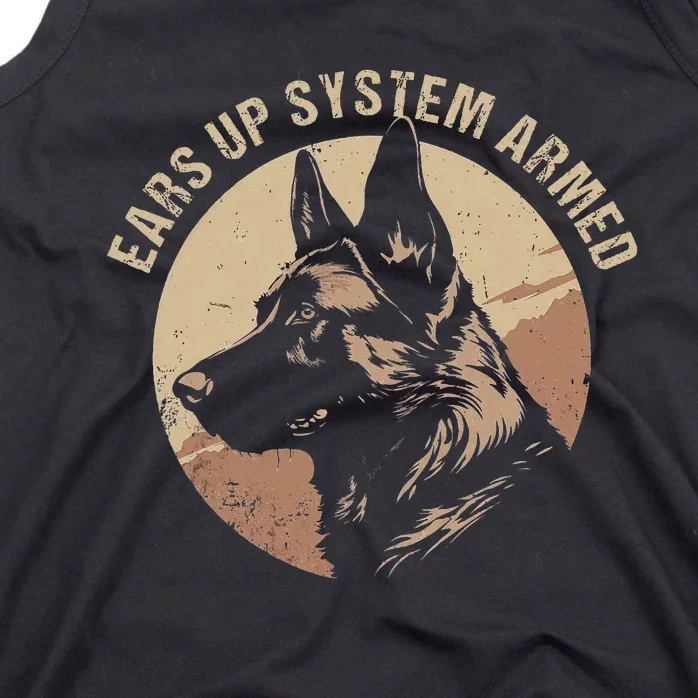 German Shepherd Ears Up System Armed Outfit Dog Breed Animal Tank Top