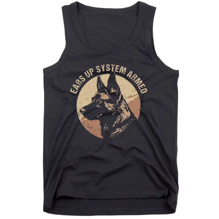 German Shepherd Ears Up System Armed Outfit Dog Breed Animal Tank Top