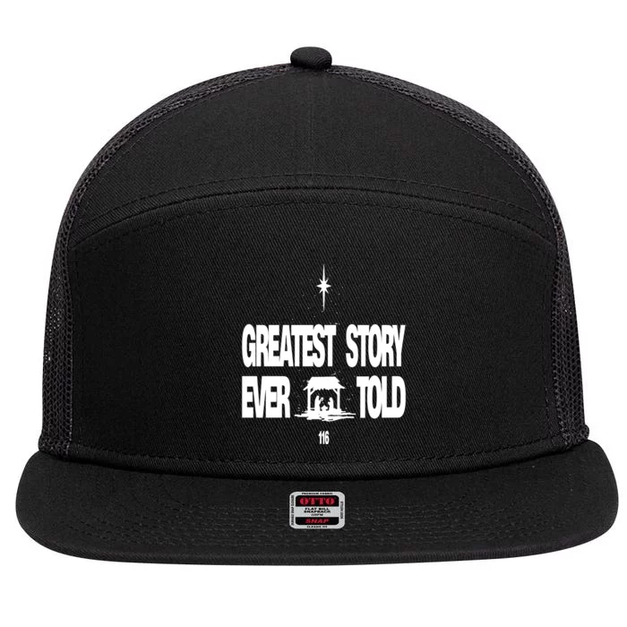 Greatest Story Ever Told 7 Panel Mesh Trucker Snapback Hat