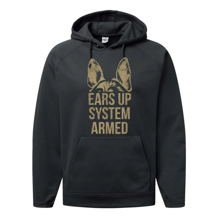 German Shepherd Ears Up System Armed Performance Fleece Hoodie