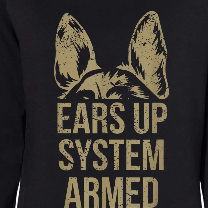 German Shepherd Ears Up System Armed Womens California Wash Sweatshirt